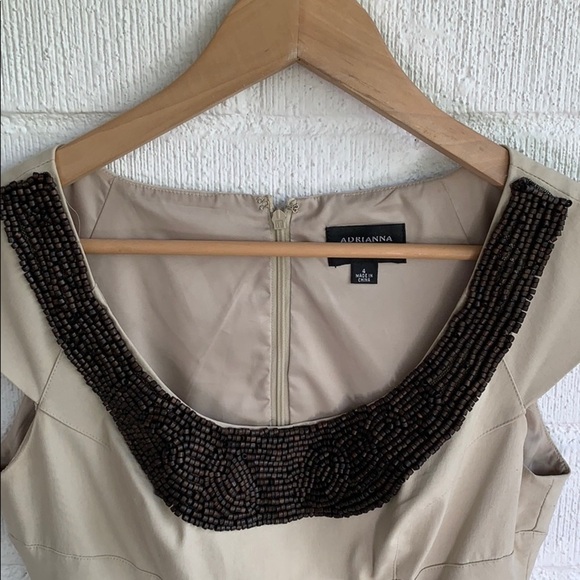 Adrianna Papell Beaded Fit & Flare Beaded Stretch Waist Cinch Dress sz 4 - Picture 6 of 7
